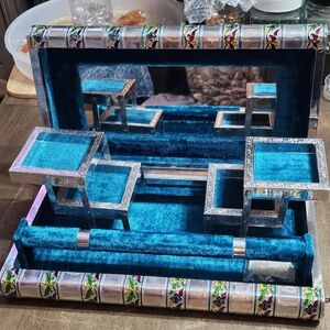 Elegant Silver and Blue Jewelry Box